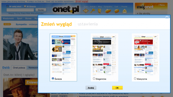 Onet.pl - personalizacja