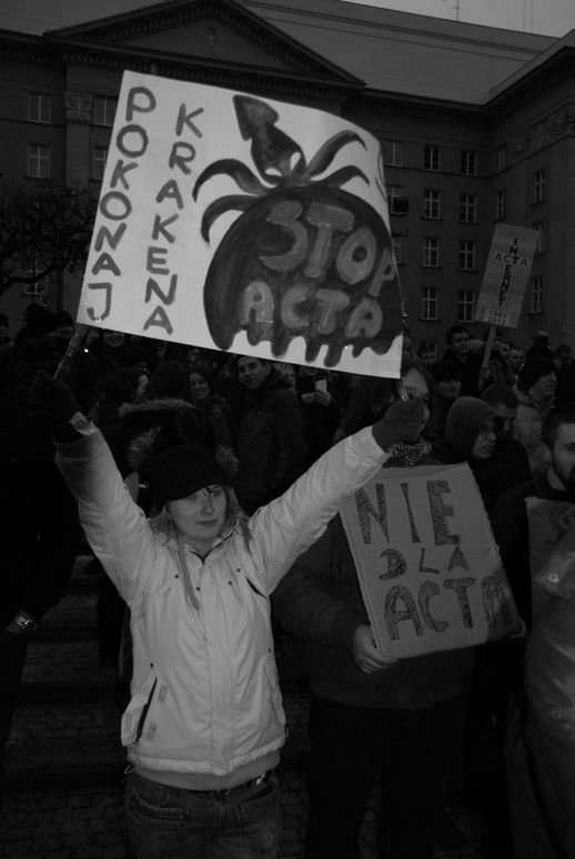 Protest przeciwko ACTA w Katowicach