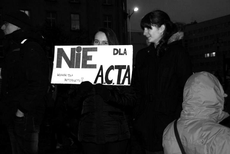 Protest przeciwko ACTA w Katowicach