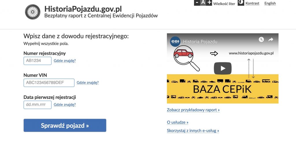 historiapojazdu.gov.pl zrzut