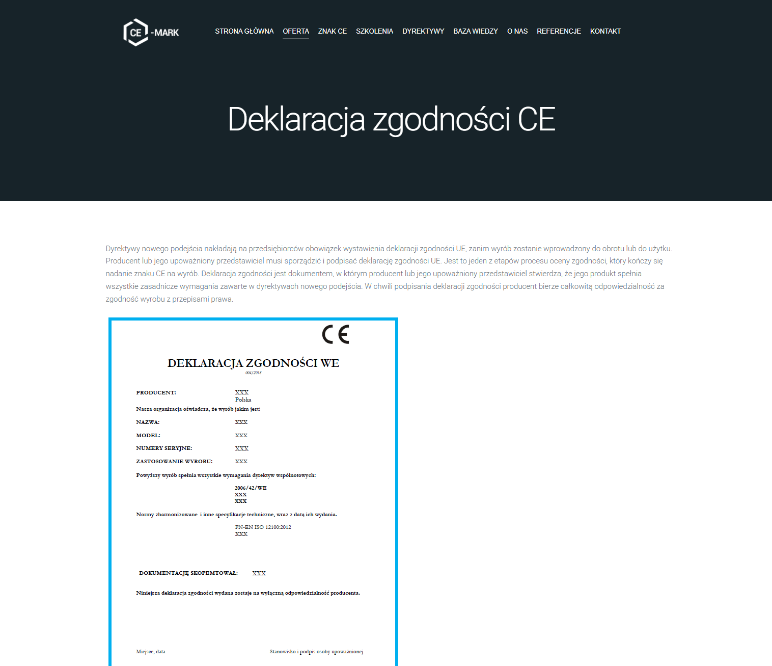 Deklaracja zgodności CE - CE‑MARK Deklaracja zgodności CE - CE‑MARK