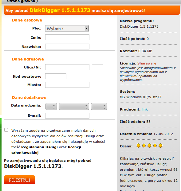 Dobre-programy.pl - formularz rejestracji