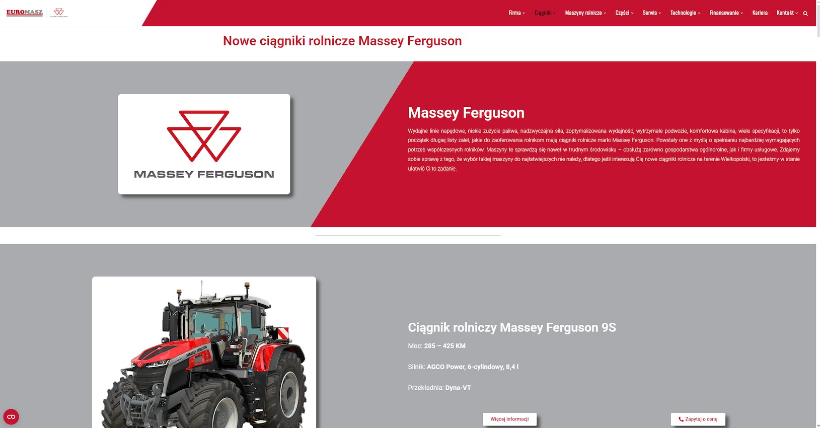 Euromasz - Autoryzowany dealer ciągników rolniczych Massey Ferguson Euromasz - Autoryzowany dealer ciągników rolniczych Massey Ferguson