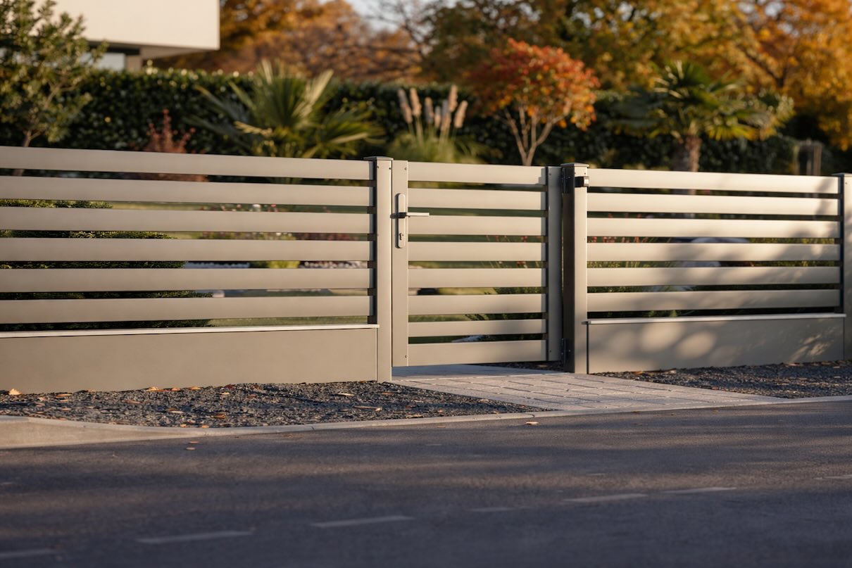 Minimalistyczne ogrodzenie aluminiowe pełne