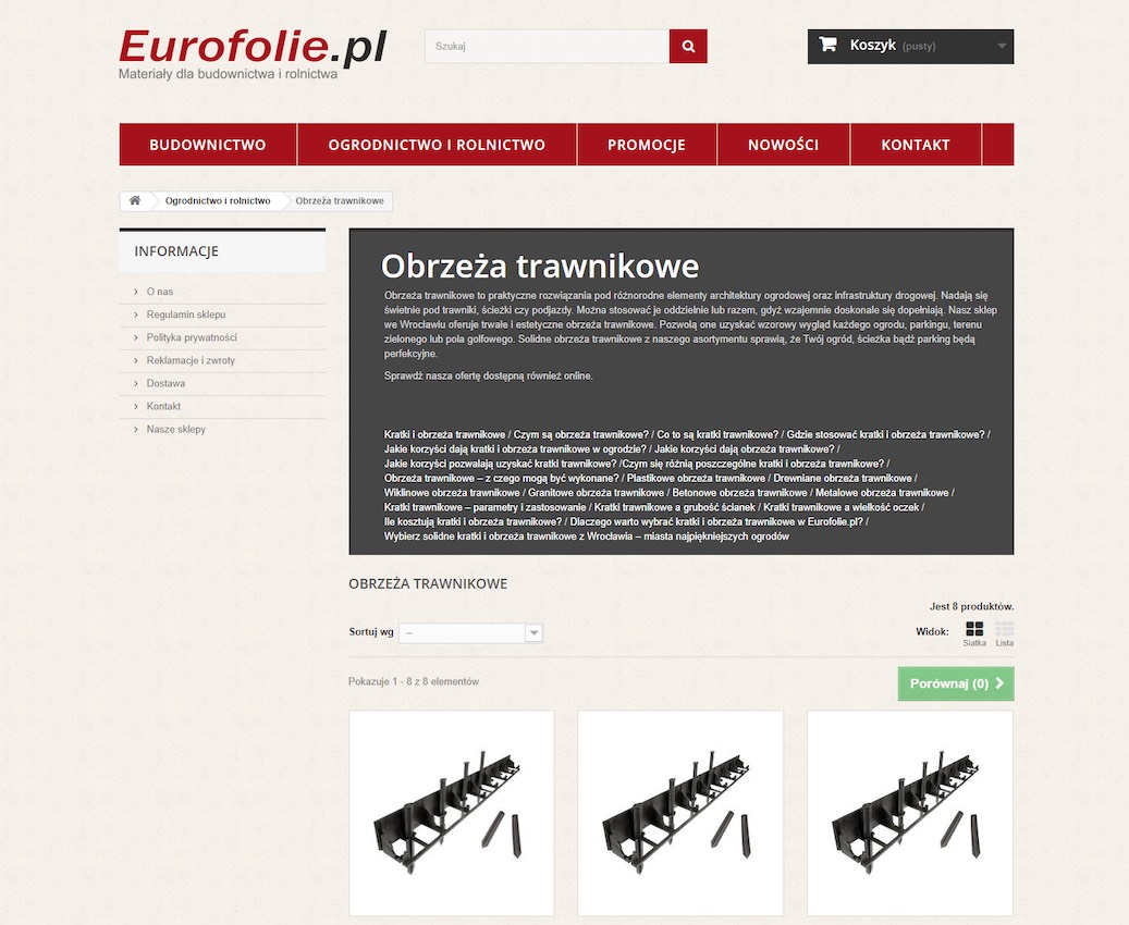 Obrzeża trawnikowe - Hurtownia ogrodniczo-budowlana Eurofolie
