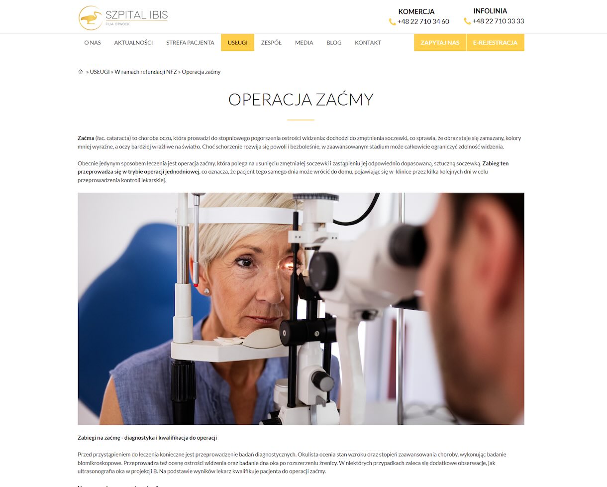 Operacja zaćmy - Szpital okulistyczny / Klinika Medyczna IBIS Operacja zaćmy - Szpital okulistyczny / Klinika Medyczna IBIS
