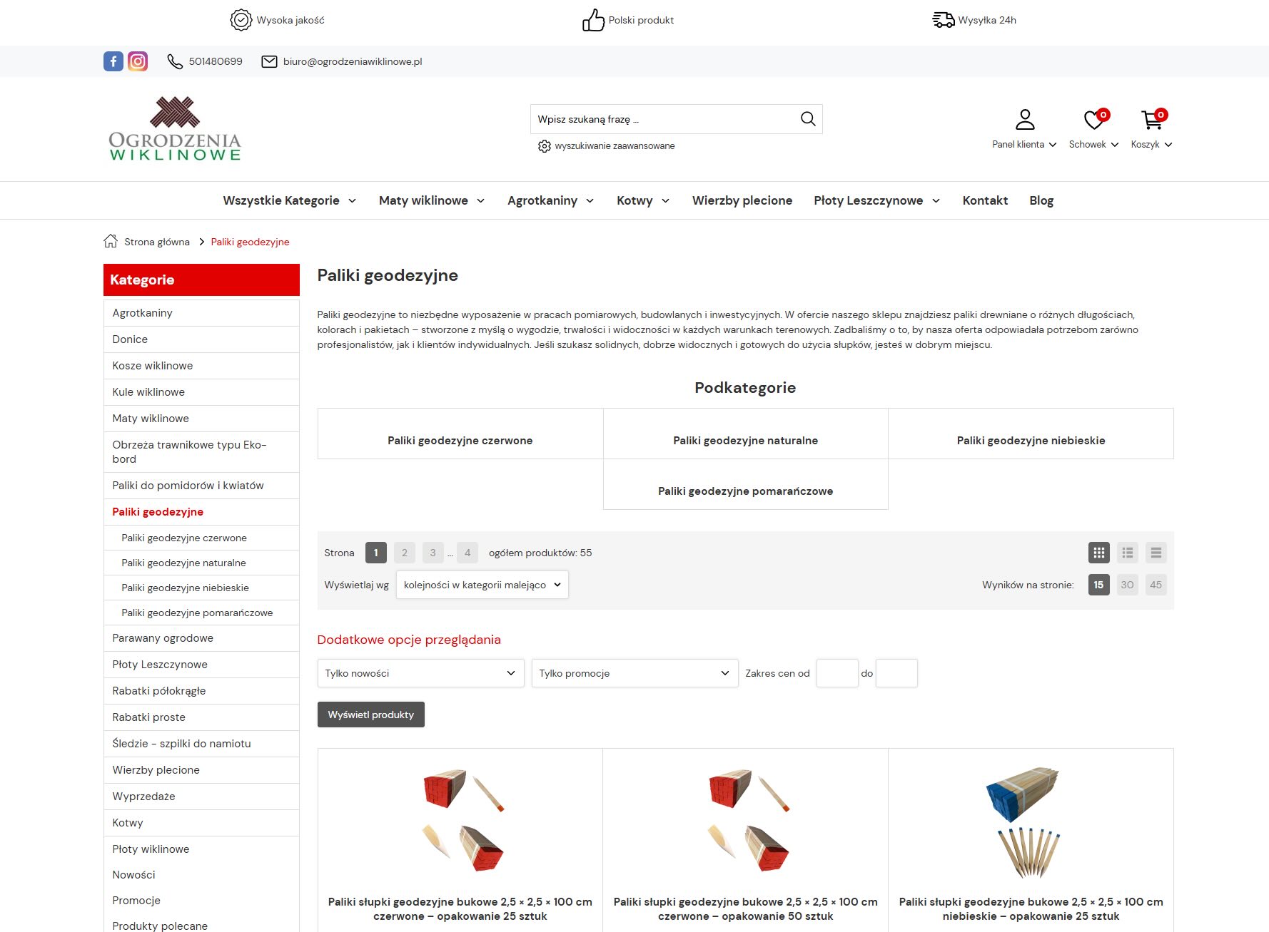 Paliki geodezyjne - Sklep ogrodzeniawiklinowe.pl