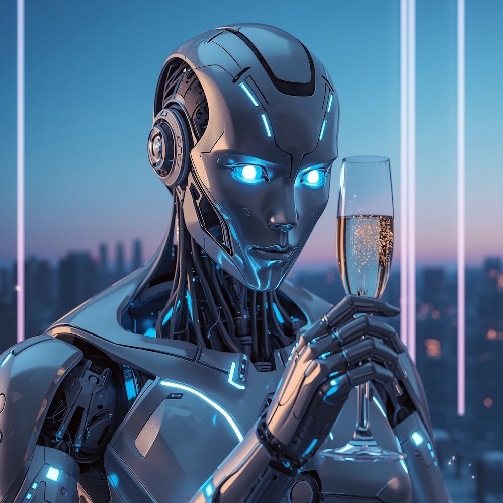 Robot z kieliszkiem Robot z kieliszkiem