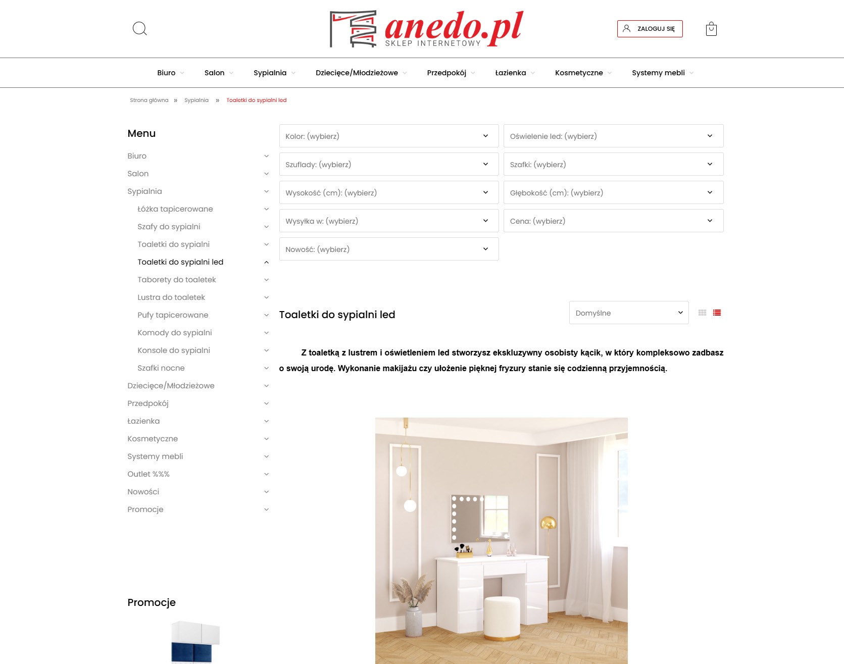 Toaletki z lustrem | Sklep meblowy Anedo Toaletki z lustrem | Sklep meblowy Anedo