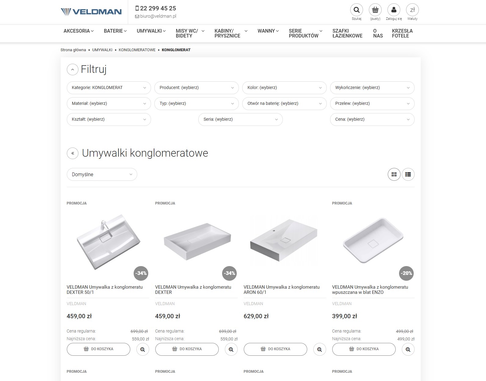Umywalki konglomeratowe - Sklep veldman.pl