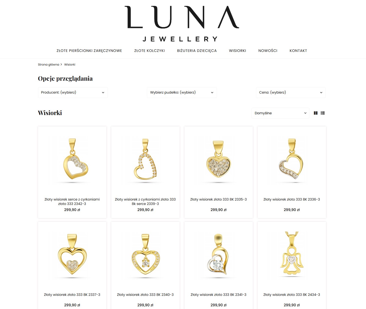 Złote zawieszki - Sklep Luna Jewellery