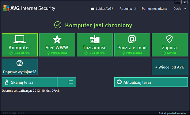 AVG Internet Security 2013 - interfejs programu
