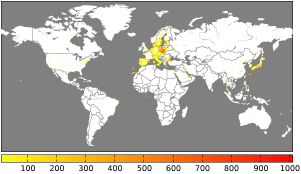 Rozmieszczenie geograficzne zainfekowanych adresów IP na świecie