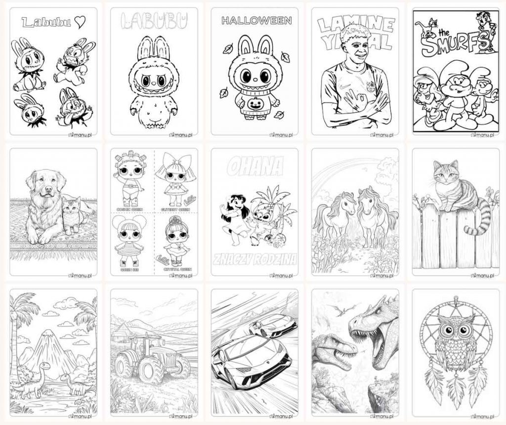 strona główna manu.pl - piękne autorskie kolorowanki dla dzieci, 100 % za darmo!