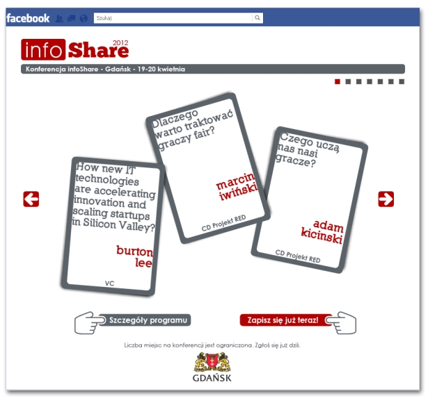 infoShare 2012: Zakładka na Facebooku z programem konferencji