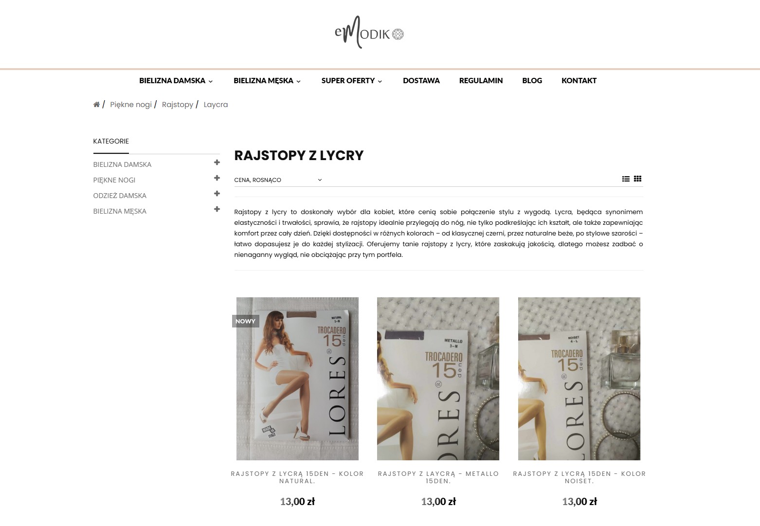 eModik - Rajstopy z lycry