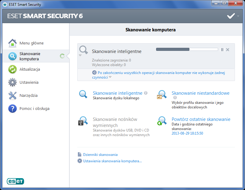 ESET Smart Security - skanowanie komputera