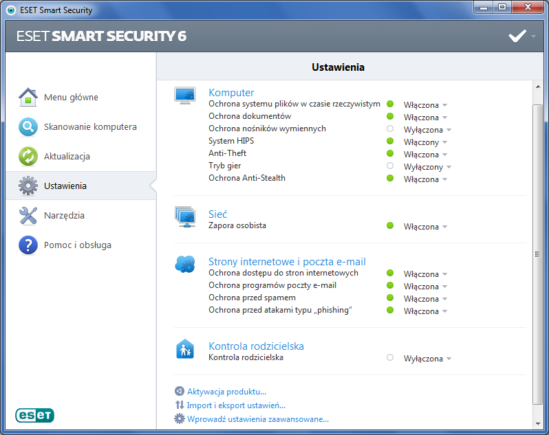 ESET Smart Security - ustawienia