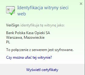 Sprawdzanie certyfikatu bezpieczeństwa w Internet Explorerze (rys. 1)