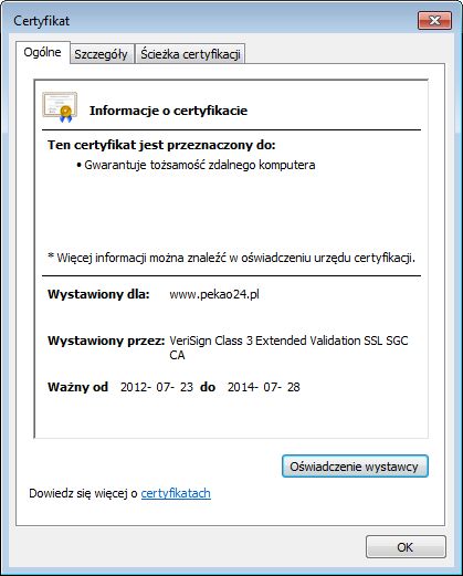 Sprawdzanie certyfikatu bezpieczeństwa w Internet Explorerze (rys. 2)