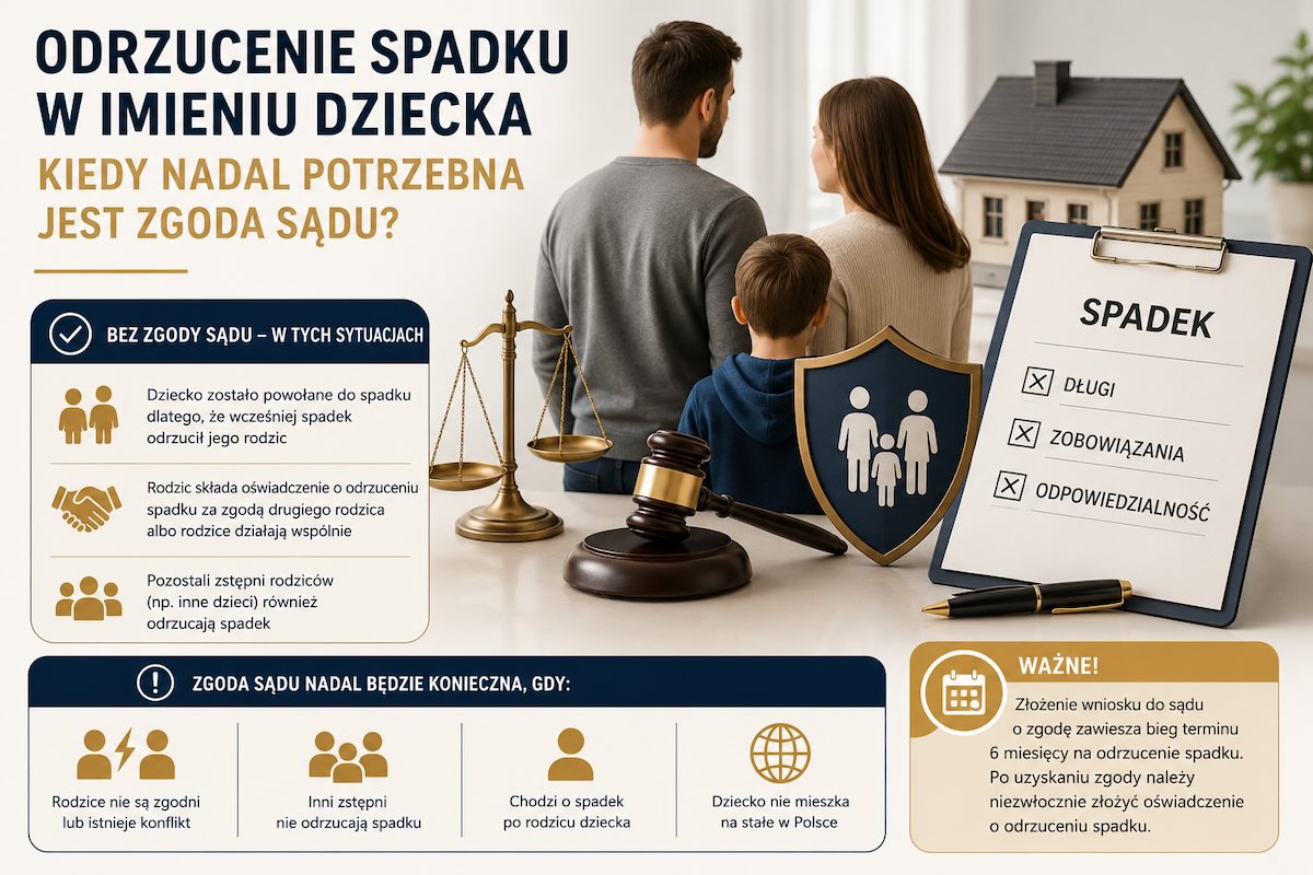 Odrzucenie spadku w imieniu dziecka - kiedy nadal potrzebna jest zgoda sądu?