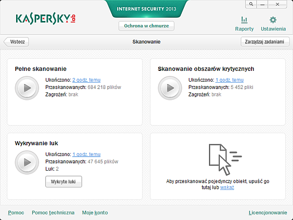 Kaspersky Internet Security 2013 - opcje skanowania
