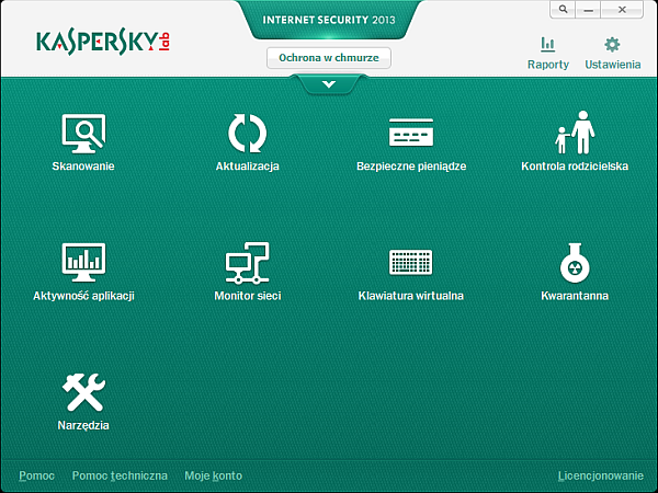 Kaspersky Internet Security 2013 - dostępne opcje