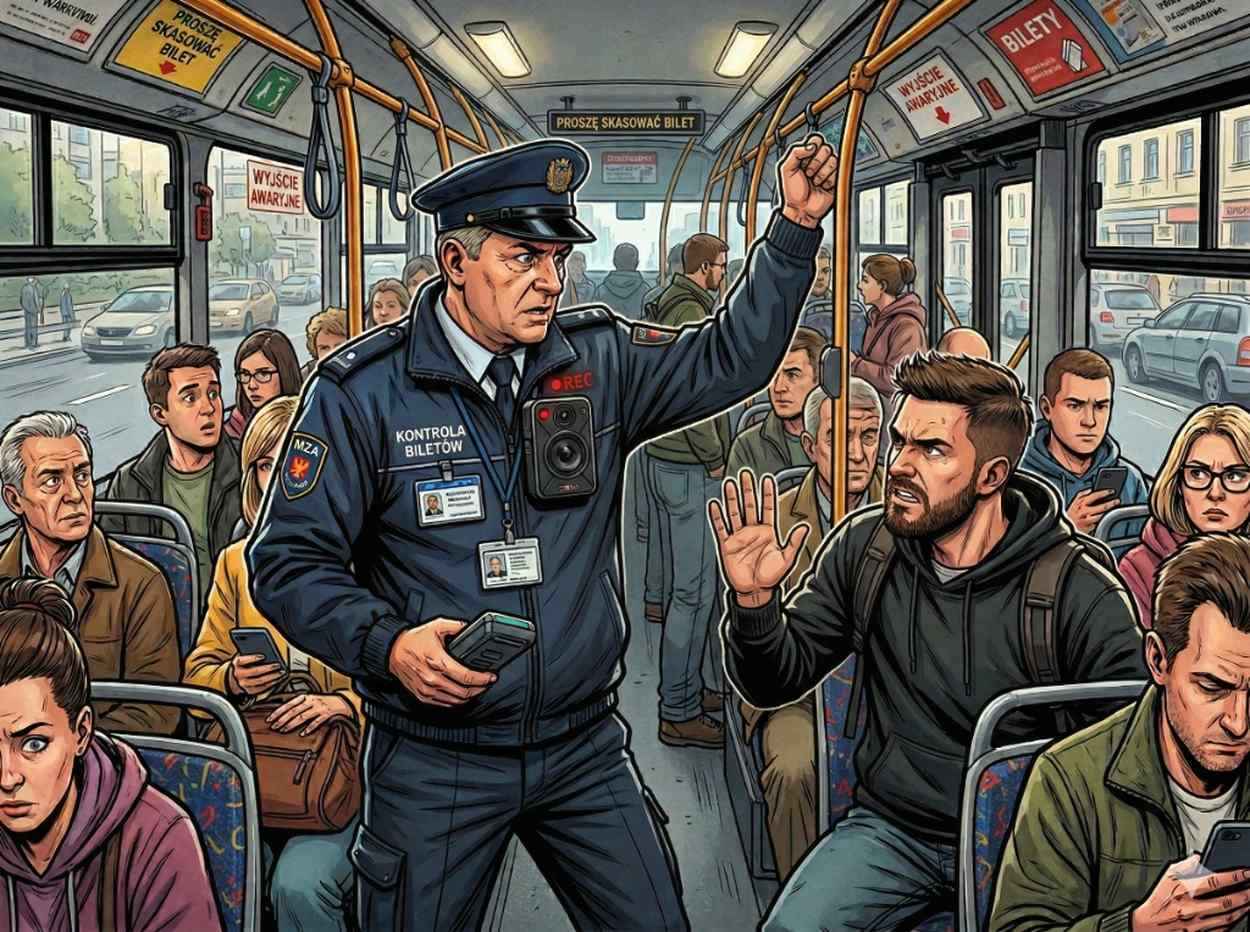 kontrola biletów, kamera nasobna