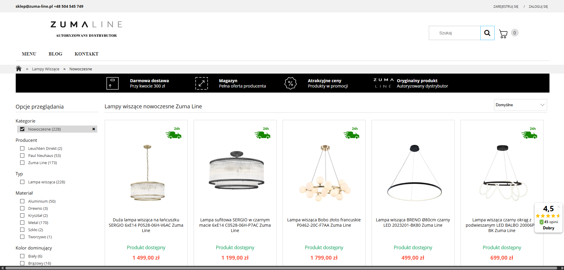 lampy wiszące nowoczesne Zuma Line