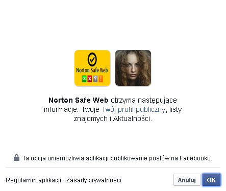 Norton Safe Web - prośba o dostęp do danych użytkownika