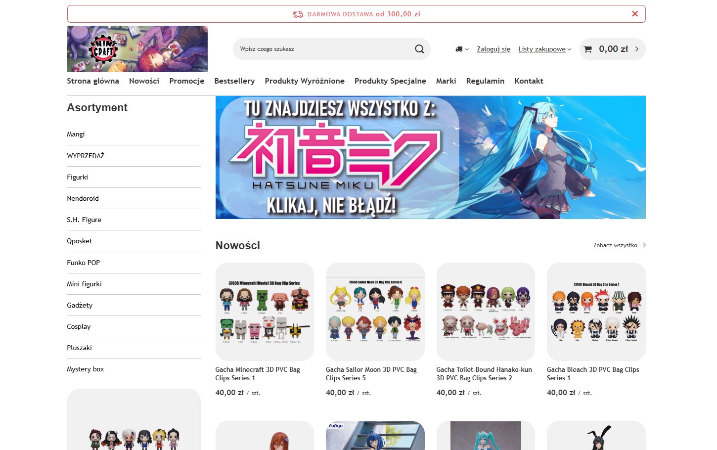 sklep z gadżetami anime AnimeCraft