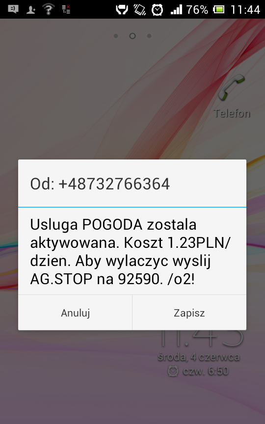 SMS-owy przekręt, źródło: Niebezpiecznik.pl