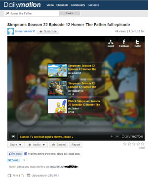 Pirackie odcinki Simpsonów w serwisie Dailymotion