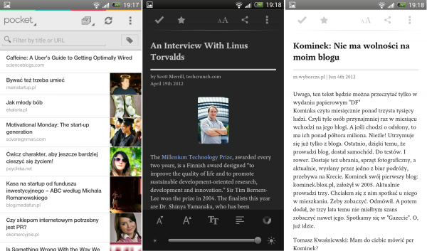Pocket umożliwia wygodne czytanie na Androidzie