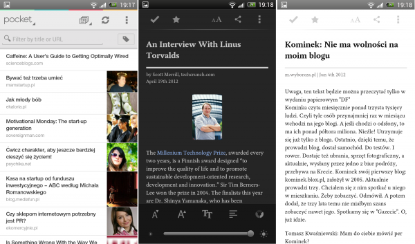 Pocket ułatwia czytanie na Androidzie