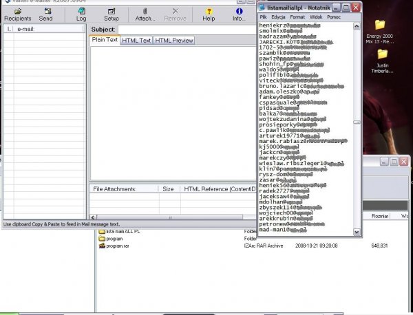 Screen oferowanego programu i listy mailingowej