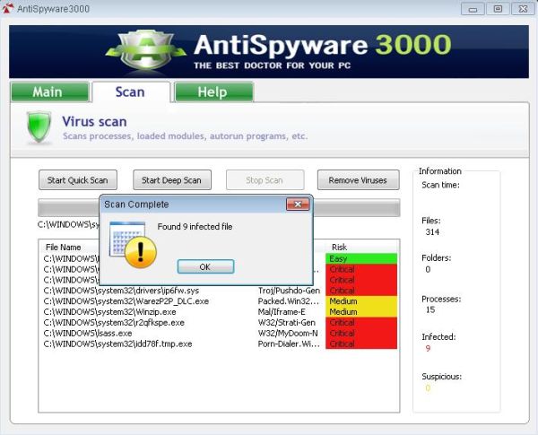 Fałszywy program AntiSpyware 3000