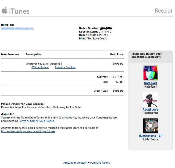 Fałszywy rachunek za zakup w iTunes