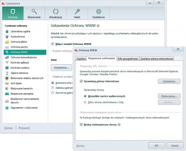 Kaspersky PURE 3.0 - konfigurowanie Ochrony WWW