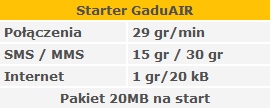 GaduAir - startery cennik