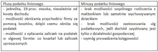 Plusy i minusy podatku liniowego