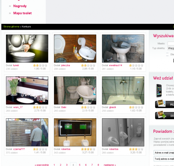 Toaleta2012 - zdjęcia na stronie serwisu